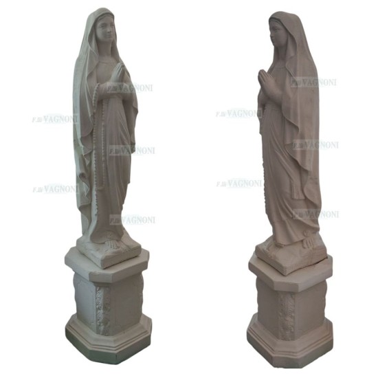 STATUA MADONNA DI LOURDES IN CEMENTO + COLONNA CM. 145