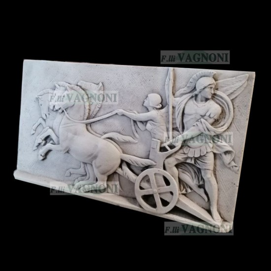 BASSORILIEVO BIGA ROMANA IN CEMENTO E POLV. DI MARMO ANT. GRIGIO BASSORILIEVO BIGA ROMANA IN CEMENTO E POLV. DI MARMO ANT. GRIGIO