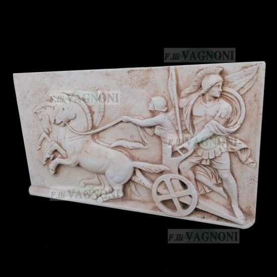 BASSORILIEVO BIGA ROMANA IN CEMENTO E POLV. DI MARMO ANT.MARRONE BASSORILIEVO BIGA ROMANA IN CEMENTO E POLV. DI MARMO ANT.MARRONE