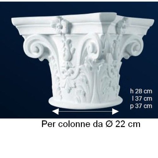 CAPITELLO CORINZIO IN GESSO PER COLONNE DIAMETRO 22 CM CAPITELLO CORINZIO IN GESSO PER COLONNE DIAMETRO 22 CM