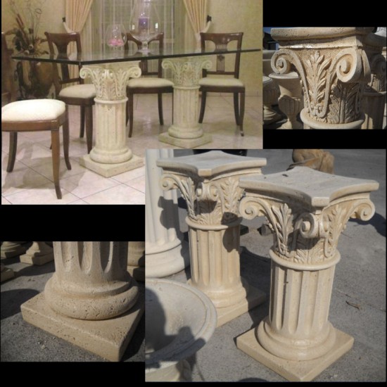 COPPIA COLONNE CAPITELLO CORINZIO IN EFFETTO TRAVERTINO CM. 76 COPPIA COLONNE CAPITELLO CORINZIO IN EFFETTO TRAVERTINO CM. 76