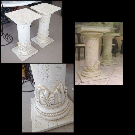 COPPIA COLONNE CAPITELLO LISCIO IN EFFETTO TRAVERTINO CM. 75 COPPIA COLONNE CAPITELLO LISCIO IN EFFETTO TRAVERTINO CM. 75