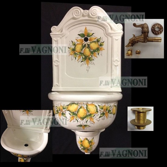 FONTANA IN TERRACOTTA CERAMICA SOSPESA LIMONI + ACCESSORI FONTANA IN TERRACOTTA CERAMICA SOSPESA LIMONI + ACCESSORI