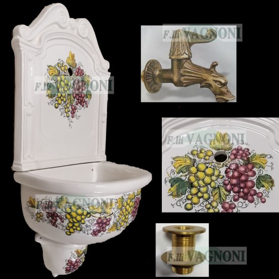FONTANA IN TERRACOTTA CERAMICA SOSPESA UVA + ACCESSORI FONTANA IN TERRACOTTA CERAMICA SOSPESA UVA + ACCESSORI