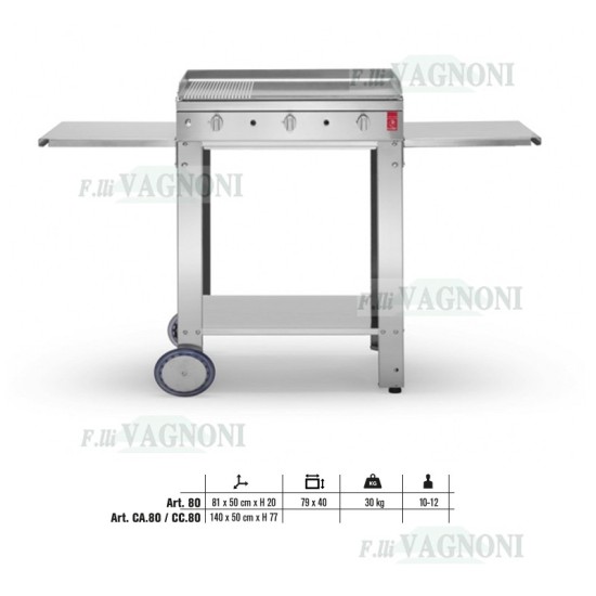 BARBECUE A GAS PLANET SERIE "CHEF" 80 IN ACCIAIO INOX + CA BARBECUE A GAS PLANET SERIE "CHEF" 80 IN ACCIAIO INOX + CA