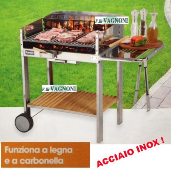 BARBECUE A LEGNA/CARBONE IN ACCIAIO INOX CM. 60 BARBECUE A LEGNA/CARBONE IN ACCIAIO INOX CM. 60
