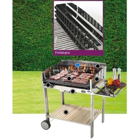 BARBECUE A LEGNA/CARBONE IN ACCIAIO INOX CM. 60