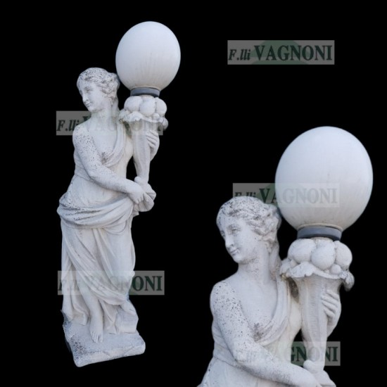 STATUA IN CEMENTO EFFETTO PIETRA + PORTA LAMPADA CM. 140 STATUA IN CEMENTO EFFETTO PIETRA + PORTA LAMPADA CM. 140