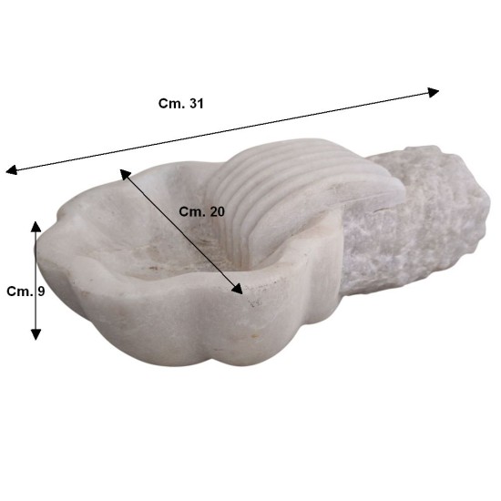 ACQUASANTIERA MANINA IN MARMO LAVORATO CM. 31x20 CONCHIGLIA