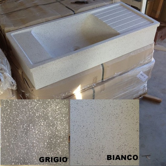 LAVANDINO 2SGOCC.IN GRANIGLIA DI MARMO E CEMENTO LEVIGATO CM.115 LAVANDINO 2SGOCC.IN GRANIGLIA DI MARMO E CEMENTO LEVIGATO CM.115