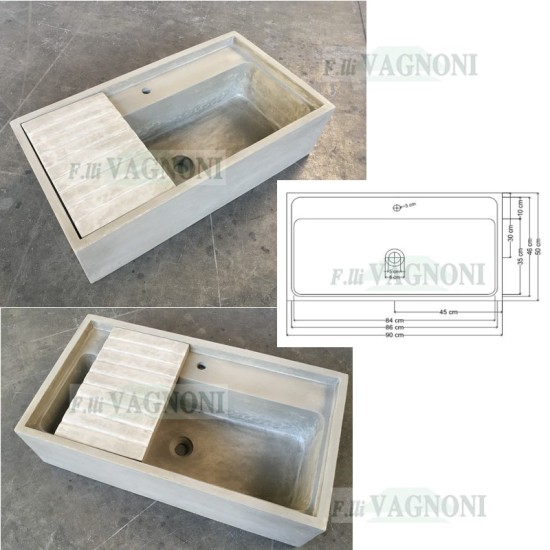 LAVANDINO IN CEMENTO GRIGIO TENDENZA CM. 90 CON PIANO LAVANDINO IN CEMENTO GRIGIO TENDENZA CM. 90 CON PIANO