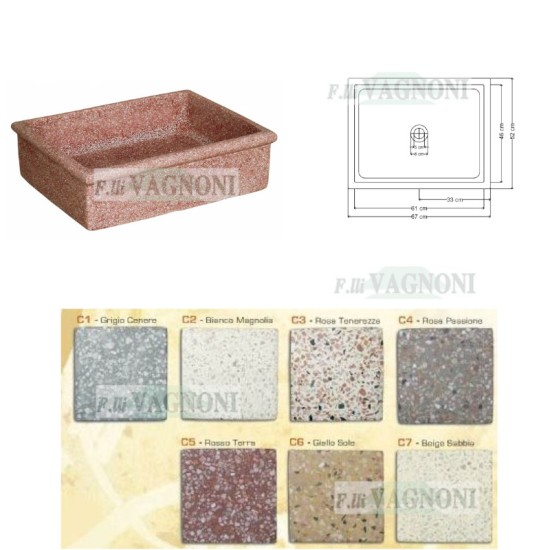 LAVANDINO IN GRANIGLIA DI MARMO Cm. 67 mod. 5362 VARI COLORI LAVANDINO IN GRANIGLIA DI MARMO Cm. 67 mod. 5362 VARI COLORI