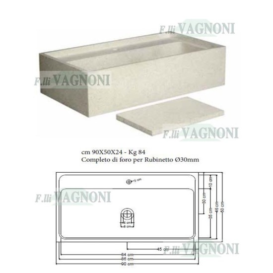 LAVANDINO IN GRANIGLIA DI MARMO E CEMENTO BIANCO CM 90 CON PIANO LAVANDINO IN GRANIGLIA DI MARMO E CEMENTO BIANCO CM 90 CON PIANO