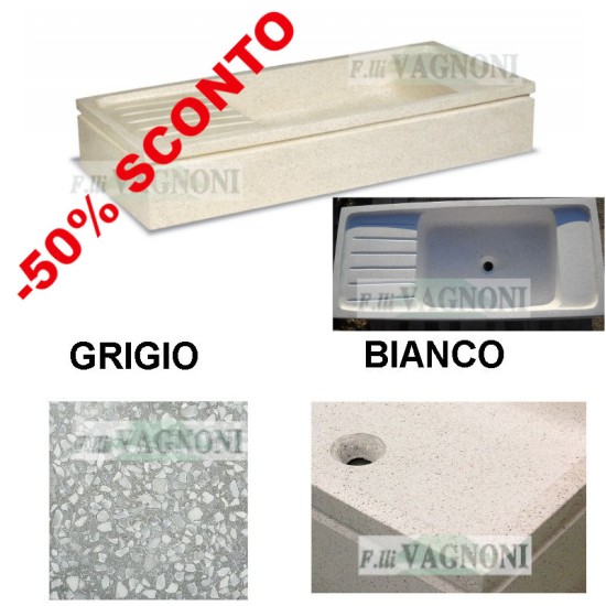 LAVANDINO IN GRANIGLIA DI MARMO E CEMENTO Cm. 115 mod. 5304 LAVANDINO IN GRANIGLIA DI MARMO E CEMENTO Cm. 115 mod. 5304