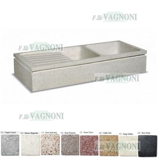 LAVANDINO IN GRANIGLIA DI MARMO E CEMENTO Cm. 118 mod. 5305 LAVANDINO IN GRANIGLIA DI MARMO E CEMENTO Cm. 118 mod. 5305