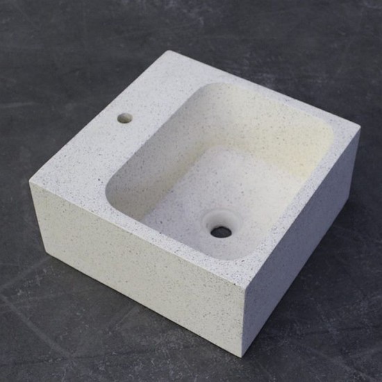 LAVANDINO IN GRANIGLIA DI MARMO E CEMENTO CM. 45 FORO RUBINETTO LAVANDINO IN GRANIGLIA DI MARMO E CEMENTO CM. 45 FORO RUBINETTO