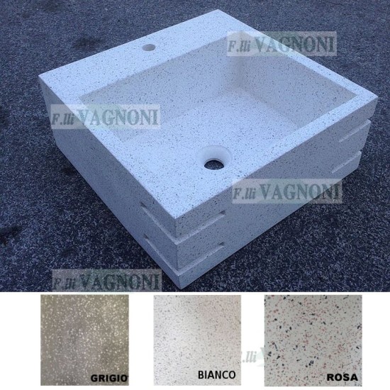 LAVANDINO IN GRANIGLIA DI MARMO E CEMENTO CM. 50 FORO RUBINETTO LAVANDINO IN GRANIGLIA DI MARMO E CEMENTO CM. 50 FORO RUBINETTO