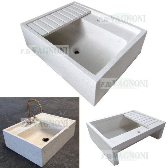 LAVANDINO IN GRANIGLIA DI MARMO E CEMENTO CM. 65 CON PIANO LAVANDINO IN GRANIGLIA DI MARMO E CEMENTO CM. 65 CON PIANO