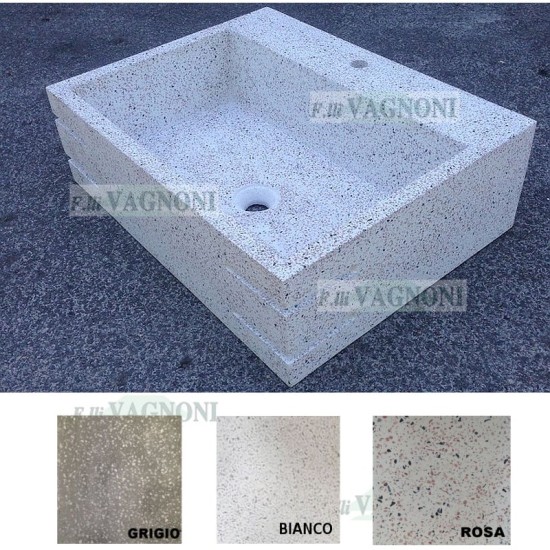 LAVANDINO IN GRANIGLIA DI MARMO E CEMENTO CM. 65 FORO RUBINETTO LAVANDINO IN GRANIGLIA DI MARMO E CEMENTO CM. 65 FORO RUBINETTO