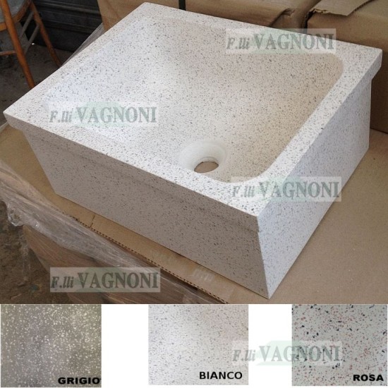 LAVANDINO IN GRANIGLIA DI MARMO E CEMENTO LEVIGATO CM. 47X36 LAVANDINO IN GRANIGLIA DI MARMO E CEMENTO LEVIGATO CM. 47X36