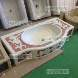 LAVANDINO LAVELLO IN MARMO CON INTARSI INTARSIATO ROSSO Mod 20PG