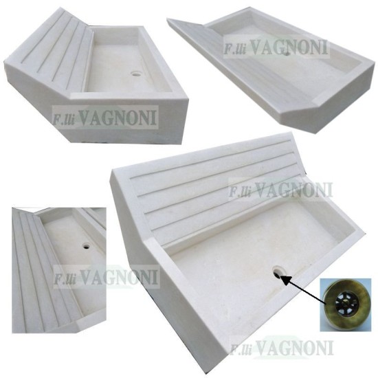 LAVANDINO LAVELLO IN MARMO CON SCIVOLO Cm. 92 LAVANDINO LAVELLO IN MARMO CON SCIVOLO Cm. 92