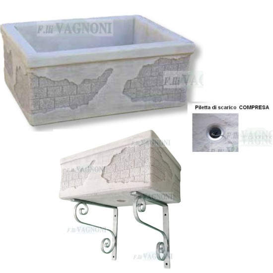 LAVANDINO MATTONI IN CEMENTO CM. 49X37 +STAFFE+PIL.SCARICO LAVANDINO MATTONI IN CEMENTO CM. 49X37 +STAFFE+PIL.SCARICO
