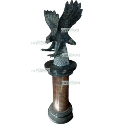 AQUILA+COLONNA IN MARMO SCOLPITO SCULTURA CM. 140