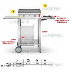 BARBECUE A GAS PLANET SERIE "CHEF" 55 IN ACCIAIO INOX + CA