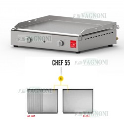 BARBECUE PIASTRA A GAS PLANET SERIE "CHEF" 55 IN ACCIAIO INOX