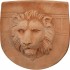 BASSORILIEVO FRONTONE TESTA DI LEONE IN TERRACOTTA TOSCANA