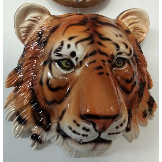 BASSORILIEVO TESTA TIGRE IN CERAMICA CM. 30 -ANIMALI-