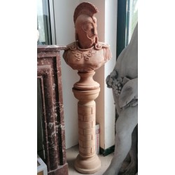 BUSTO GLADIATORE+COLONNA CM. 140 IN TERRACOTTA TOSCANA