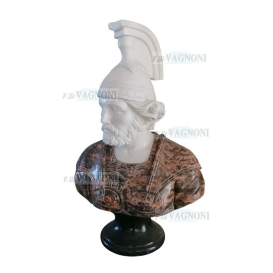 BUSTO IN MARMO CENTURIONE ROMANO GUERRIERO Cm. 80