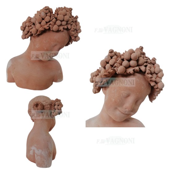 BUSTO IN TERRACOTTA TOSCANA BIMBA BACCO CM. 40