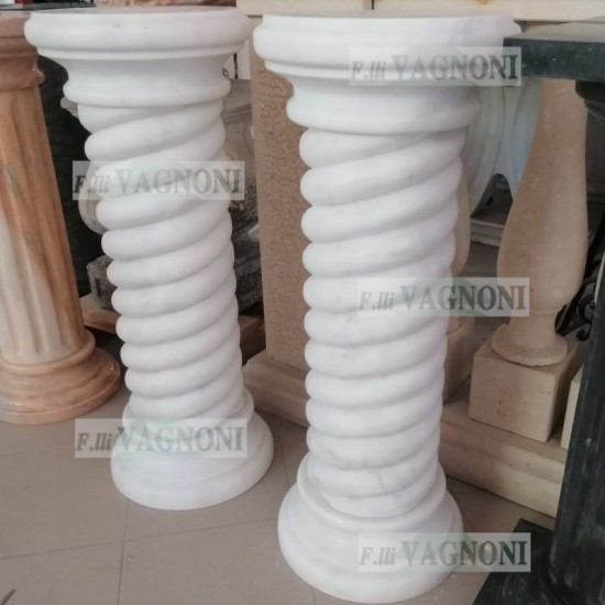 COLONNA CAPITELLO TORCIGLIONE IN MARMO BIANCO Cm. 80