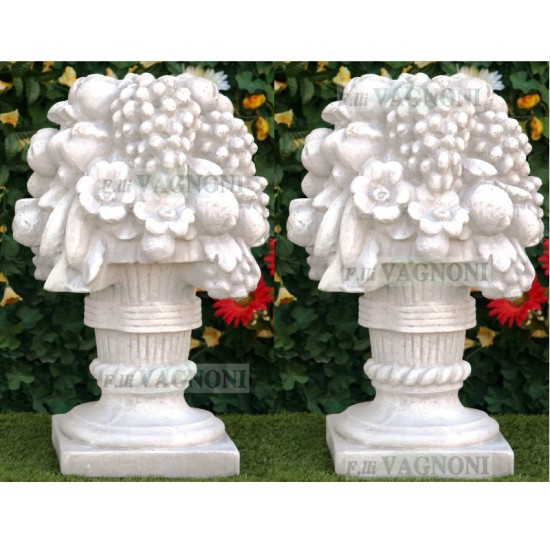 COPPIA DI CESTI DI FRUTTA NEW CM. 55 IN CEMENTO