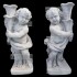 COPPIA DI PUTTI PORTA CANDELA-PORTA LAMPADA IN CEMENTO