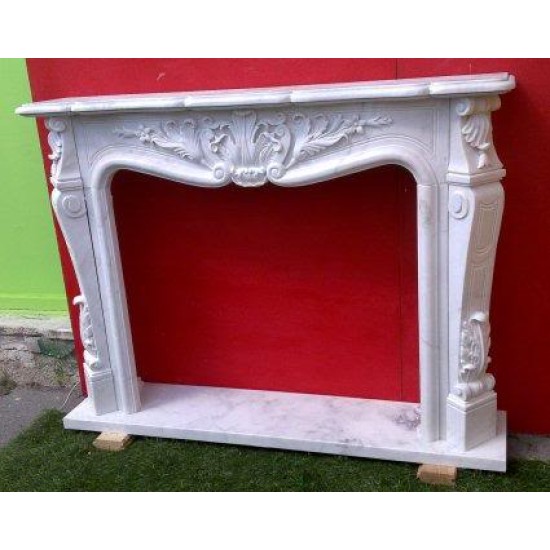 CORNICE DI CAMINO IN MARMO BIANCO Cm. 150 mod.1