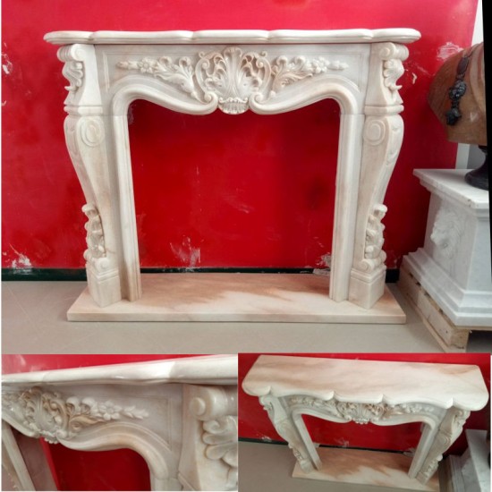 CORNICE DI CAMINO IN MARMO ROSA PORTOGALLO Cm. 150 mod. 1
