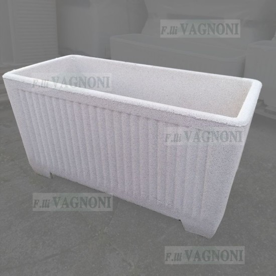 FIORIERA LARGA IN CEMENTO BIANCO POROSO 80 CM