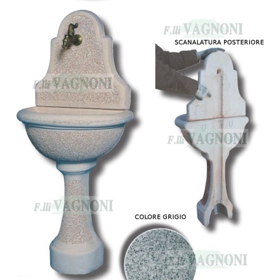 FONTANA A PARETE IN CEMENTO BOCCIARDATO GRIGIO 1710_DA