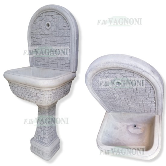 FONTANA A PARETE MATTONE IN CEMENTO BIANCO ANTICATO