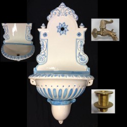 FONTANA IN TERRACOTTA CERAMICA SOSPESA BLU' + ACCESSORI