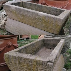 GRANDE VASCA IN PIETRA SCOLPITA CM.120x50x30