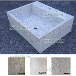 LAVANDINO IN GRANIGLIA DI MARMO E CEMENTO CM. 65 FORO RUBINETTO