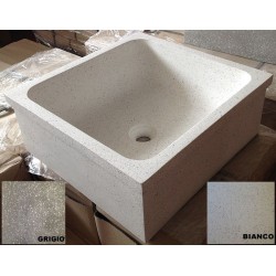 LAVANDINO IN GRANIGLIA DI MARMO E CEMENTO LEVIGATO CM. 50x52