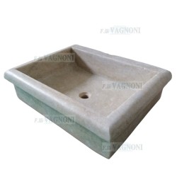 LAVANDINO IN MARMO BIANCO Cm. 68x51x20  BORDO ROTONDO