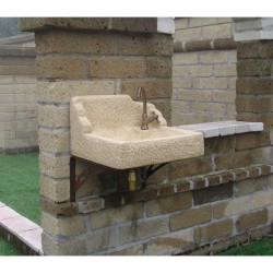 LAVANDINO IN POLVERE DI MARMO TUFO CM. 55 +STAFFE+ ACCESSORI