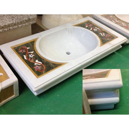 LAVANDINO LAVELLO IN MARMO CON INTARSI INTARSIATO FIORI LISCIO